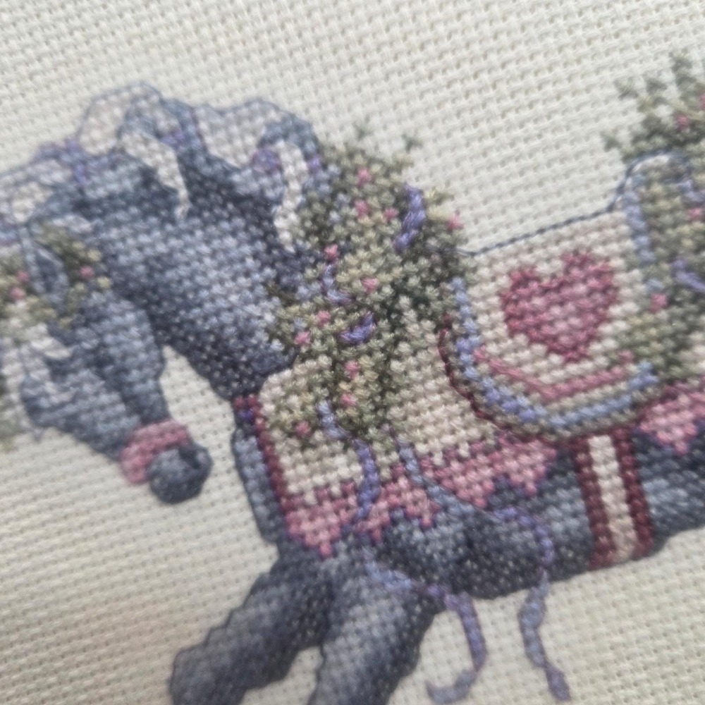 Framed Handmade Cross Stitch Rocking‎ Horse Needlepoint Art Nursery Decor 2002 - Picture 3 of 8